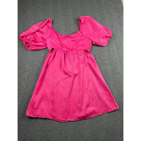Altar'd State Dresses & Skirts - Altar'd State Hot Pink Mini Dress with Puff Sleeves
